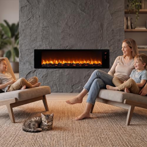 36" Electric Fireplace w/5-Level Adjustable Brightness & Speed