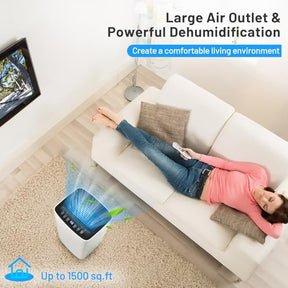 30 Pint Dehumidifiers for Home and Basements, 1500 Sq. Ft Dehumidifier w/3 Modes, 2 Speeds, 12H Timer, Auto or Manual Drainage, Drain Hose, Child Lock, Overflow Protection & Wheels