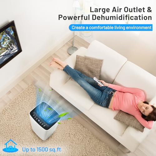 30 Pint Dehumidifiers for Home and Basements, 1500 Sq. Ft Dehumidifier w/3 Modes, 2 Speeds, 12H Timer, Auto or Manual Drainage, Drain Hose, Child Lock, Overflow Protection & Wheels