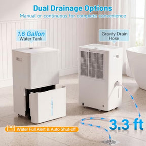 135 Pint/64 L Dehumidifier with Drain Hose for Home Basement