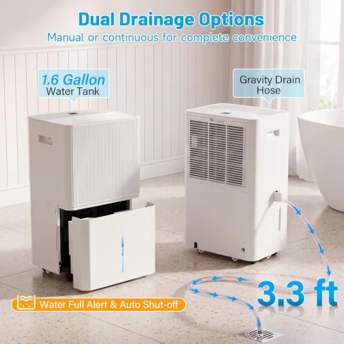 135 Pint/64 L Dehumidifier with Drain Hose for Home Basement