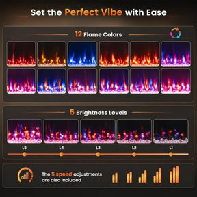 Smart WiFi Electric Fireplace, Recessed or Wall Mounted