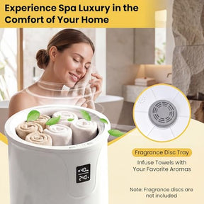 Bathroom Towel Warmer, 20L Electric Hot Towel Bucket with 3 Heat Settings, Timer, Auto Shut Off Safety Function, Towel Heater for 2 Oversized Towels, White