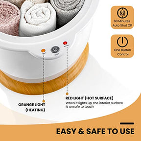 Towel Warmer Bucket, 20 L/5.3 Gallons Large Capacity Towel Warmer Barrel w/ Fragrance Holder, Auto Shut off, Hot Towel Heater for 2 Oversized 40" x 70" Oversized Towels, Bathrobes, Blankets, White/Gray