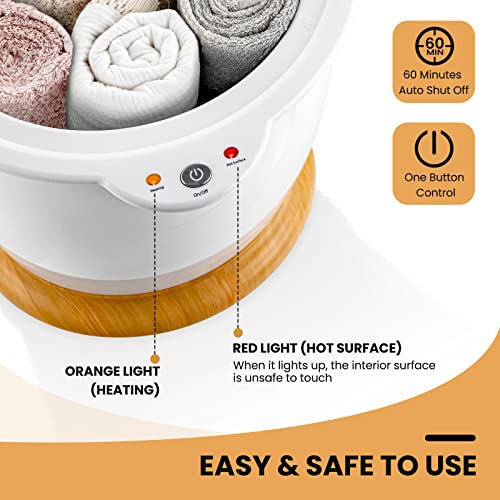 Towel Warmer Bucket, 20 L/5.3 Gallons Large Capacity Towel Warmer Barrel w/ Fragrance Holder, Auto Shut off, Hot Towel Heater for 2 Oversized 40" x 70" Oversized Towels, Bathrobes, Blankets, White/Gray