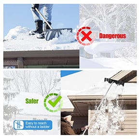 Snow Roof Rake, 4.8-20 FT Aluminum Roof Rakes for Snow Removal with 25” Blade, Extendable Pole, Anti-Slip Handle, Snow Removal Tool, Snow Rake for Leaves, Debris, Rooftop, Car Roof