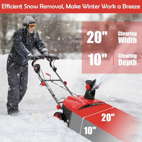 20" Corded Snow Blower, Electric Walk-Behind Snow Blower with 30 FT Throwing Distance and Dual LED Lights for Driveway Walking Path Yards, 120V, 2300W, 15 Amp, 3000 RPM Motor