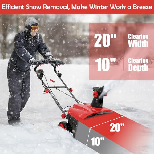 20" Corded Snow Blower, Electric Walk-Behind Snow Blower with 30 FT Throwing Distance and Dual LED Lights for Driveway Walking Path Yards, 120V, 2300W, 15 Amp, 3000 RPM Motor