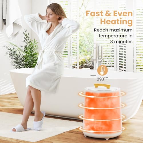 18 L Towel Warmer for Bathroom, Luxury Towel Heater with LED Display & Auto Shut off, Heated Towel Warmers Bucket for 2 40" x 70" Oversized Towels, Bathrobes, Blankets, Brown/ Pink/ Yellow/ White