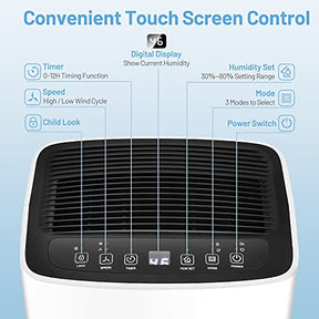 30 Pint Dehumidifiers for Home and Basements, 1500 Sq. Ft Dehumidifier w/3 Modes, 2 Speeds, 12H Timer, Auto or Manual Drainage, Drain Hose, Child Lock, Overflow Protection & Wheels