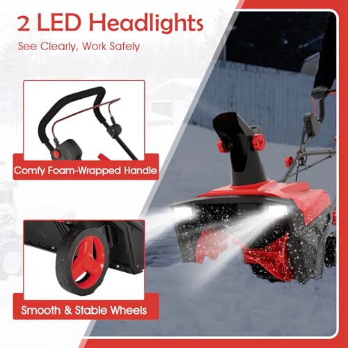 20" Corded Snow Blower, Electric Walk-Behind Snow Blower with 30 FT Throwing Distance and Dual LED Lights for Driveway Walking Path Yards, 120V, 2300W, 15 Amp, 3000 RPM Motor