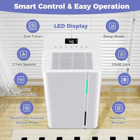 96 Pints Dehumidifier for Home, 5500 Sq. Ft Dehumidifier w/3 Modes, 24H Timer, 3-Color Indicator, Child Lock & Drain Hose, Energy Efficient Dehumidifier for Bathroom, Bedroom, Basement