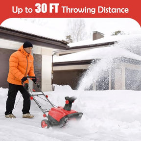 20" Corded Snow Blower, Electric Walk-Behind Snow Blower with 30 FT Throwing Distance and Dual LED Lights for Driveway Walking Path Yards, 120V, 2300W, 15 Amp, 3000 RPM Motor
