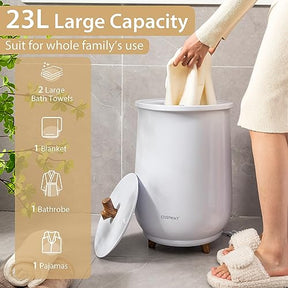 23L Bucket Style Towel Warmer with Fragrant Disc Holder, Large Bath Towel Warmer with 3 Heat Levels, 20/40/60/90 Min Timer and Auto Shut Off