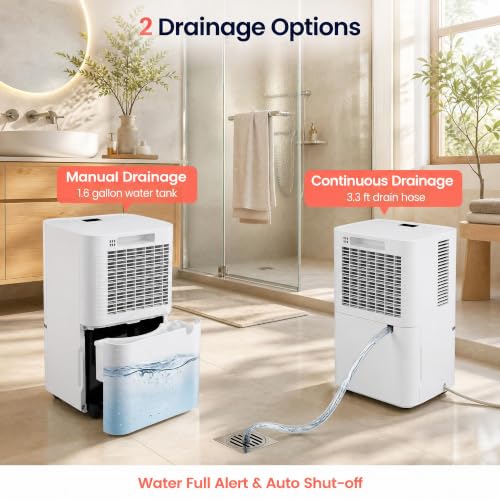 2500 Sq.Ft/15㎡ Dehumidifier for Base, 32 Pints/15 L