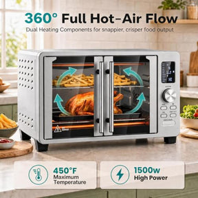 25L/26.4 QT Air Fryer Toaster Oven w/Dual French Doors