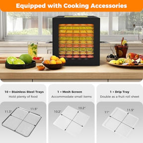 Dehydrator Machine with 10 Stainless Steel Racks, Dryer w/10 Preset Modes, 48-Hour Timer & 30-75℃ Adjustable Temperature, Food Dehydrator for Jerky, Vegetables, Fruits
