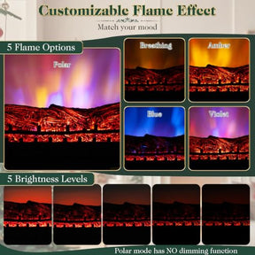 Infrared Quartz Electric Fireplace Heater w/ App, Remote, Alexa & Google Assistant Compatible, 5 Flame Modes, 8H Timer, 1500W