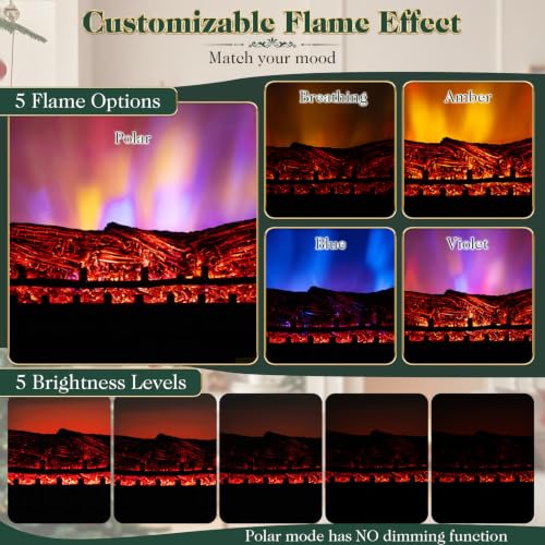 Infrared Quartz Electric Fireplace Heater w/ App, Remote, Alexa & Google Assistant Compatible, 5 Flame Modes, 8H Timer, 1500W