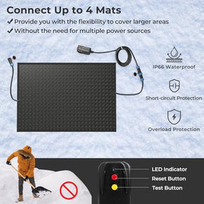 20" /30"x 30" Heated Snow Melting Mat, Heated Outdoor Mat for Winter Snow Removal with 3 in/h Speed, 9.5 ft Power Cord, GFCI Plug, Non-Slip Rubber and IP66 Waterproof, Snow and Ice Heated Pad for Walkway, Doorway and Driveway