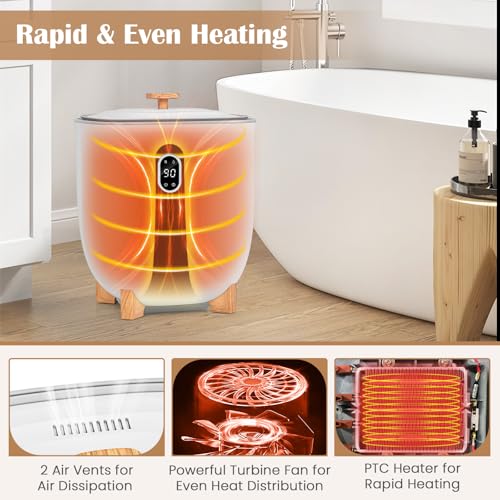 Upgraded Towel Warmer Bucket, 20L Hot Towel Bucket with PTC Air Heater for Rapid & Even Heating, Towel Heater & Dryer Combo Fits up to Two 45" x 70" Oversized Towels, White