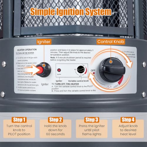Outdoor Propane Patio Heater with Wheels, 34,000 BTU