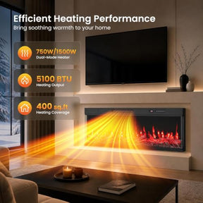 24/40/50/60 Inch 3-Sided Built-in Electric Fireplace Insert