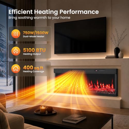 24/40/50/60 Inch 3-Sided Built-in Electric Fireplace Insert