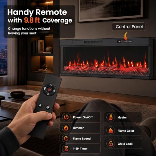 24/40/50/60 Inch 3-Sided Built-in Electric Fireplace Insert