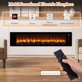 36" Electric Fireplace w/5-Level Adjustable Brightness & Speed