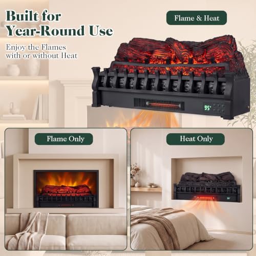 Infrared Quartz Electric Fireplace Heater w/ App, Remote, Alexa & Google Assistant Compatible, 5 Flame Modes, 8H Timer, 1500W