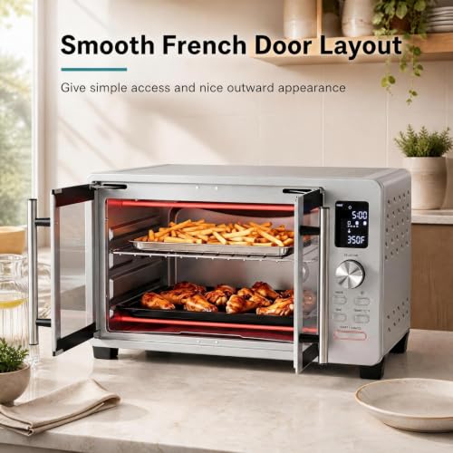 25L/26.4 QT Air Fryer Toaster Oven w/Dual French Doors