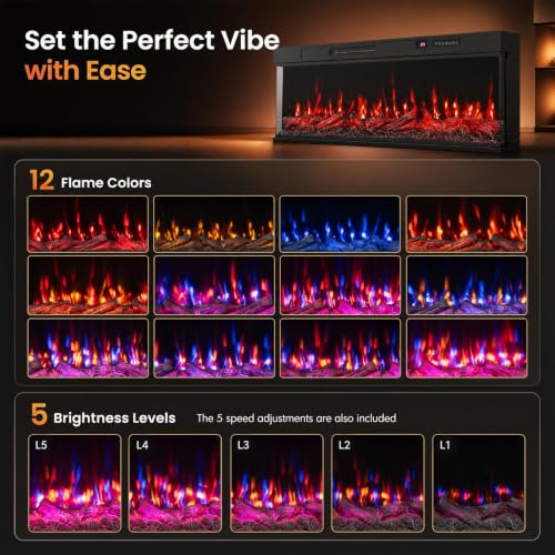 24/40/50/60 Inch 3-Sided Built-in Electric Fireplace Insert