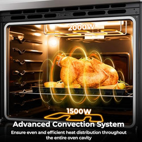 Electric Range, 30 Inch Freestanding & Slide-in Kitchen Stove with 4 Burners Ceramic Cooktop, 5.1 Cu.Ft. Capacity, Stainless Steel Convection Oven with 3 Cooking Modes and 10-120 Mins Timer