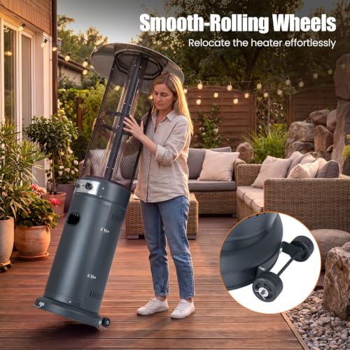 Outdoor Propane Patio Heater with Wheels, 34,000 BTU