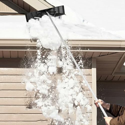 Snow Roof Rake, 4.8-20 FT Aluminum Roof Rakes for Snow Removal with 25” Blade, Extendable Pole, Anti-Slip Handle, Snow Removal Tool, Snow Rake for Leaves, Debris, Rooftop, Car Roof
