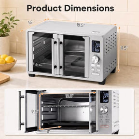 25L/26.4 QT Air Fryer Toaster Oven w/Dual French Doors