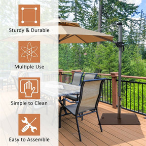 50 LBS Heavy Duty Patio Umbrella Base Stand, 24" Square Steel Outdoor Umbrella Weight with Wheels & 2 Tightening Knobs for Garden Deck Poolside