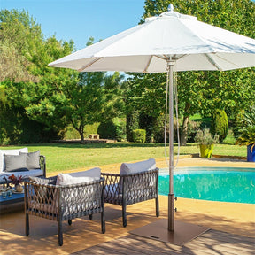 50 LBS Heavy Duty Patio Umbrella Base Stand, 24" Square Steel Outdoor Umbrella Weight with Wheels & 2 Tightening Knobs for Garden Deck Poolside