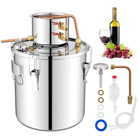 5/10 Gal 2 Pots Alcohol Still Home Brewing Kit, 40L Stainless Steel Water Alcohol Distiller, Wine Making Kit for Whiskey Brandy Beer