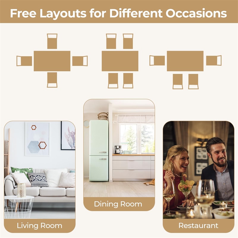 5-Piece Dining Table Set for 4, Wood Kitchen Table & 4 Chairs w/ Rubber Wood Legs, Mid-Century Modern Farmhouse Dinette Set for Small Spaces