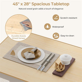 5-Piece Dining Table Set for 4, Wood Kitchen Table & 4 Chairs w/ Rubber Wood Legs, Mid-Century Modern Farmhouse Dinette Set for Small Spaces