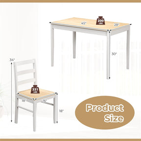 5-Piece Dining Table Set for 4, Wood Kitchen Table & 4 Chairs w/ Rubber Wood Legs, Mid-Century Modern Farmhouse Dinette Set for Small Spaces