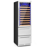 24" Wine Beverage Refrigerator, Dual Zone Beverage Cooler with 108 Bottles and 175 Cans, Built-In or Freestanding Wine Cellar