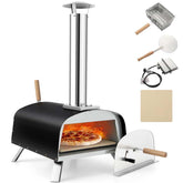 Propane & Wood Fired Pizza Maker with 13" Pizza Stone & Pizza Peel, Portable Multi-Fuel Pizza Oven for Outdoor Camping Party