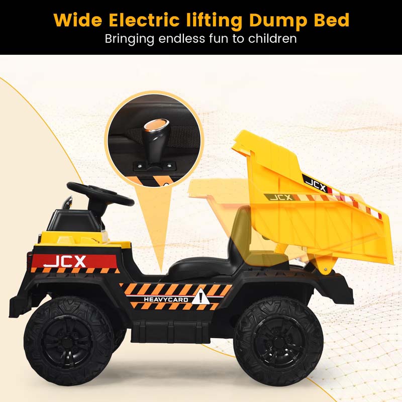 Kids Ride on Dump Truck 12V Battery Powered Riding Toy Car Construction Vehicle with Electric Bucket & 2.4G Remote