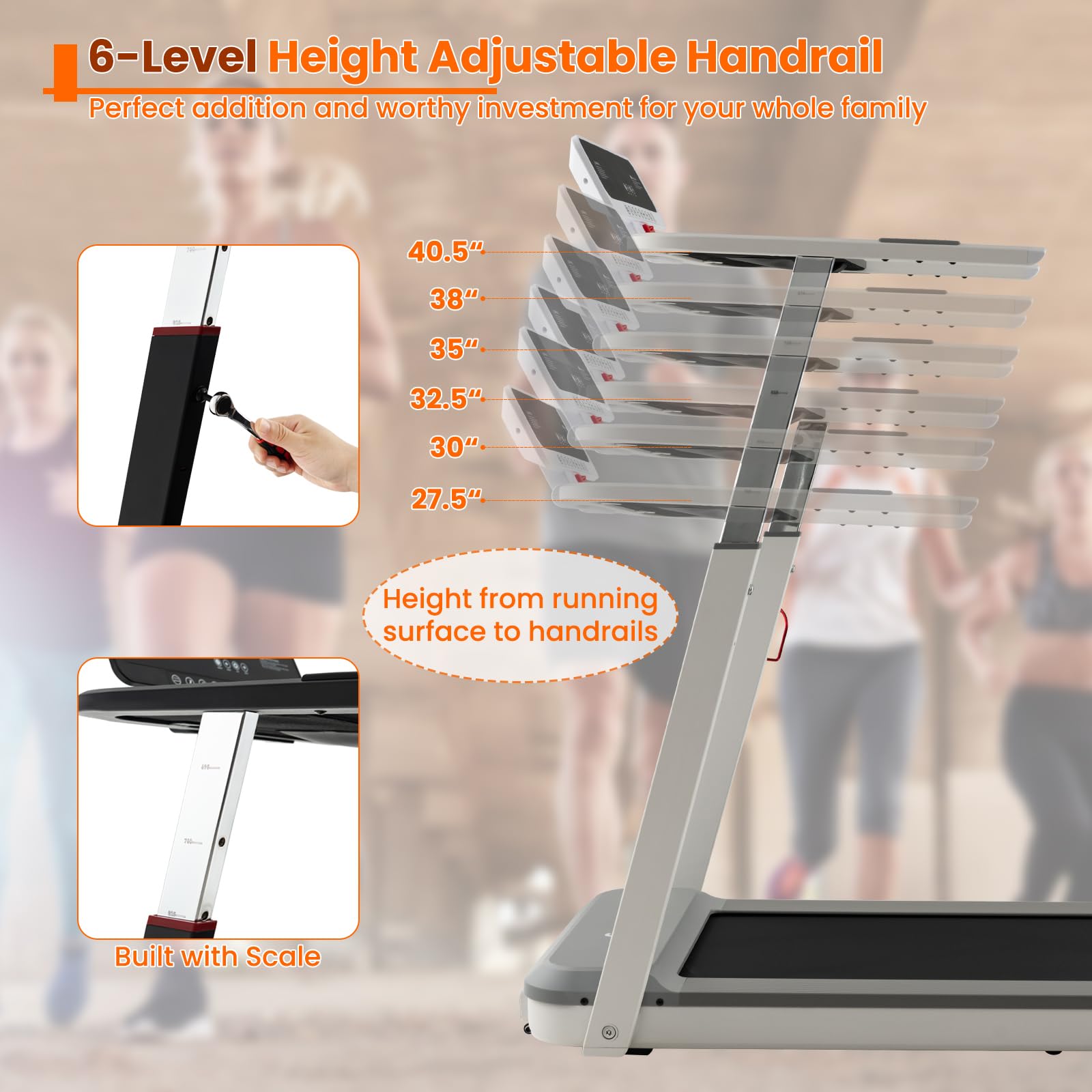 3HP Foldable Treadmill Portable Walking Machine with Desk, Adjustable Height, Bluetooth Speaker, APP Control, LED Display, 25 Preset Programs