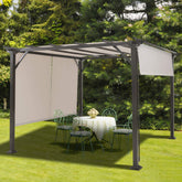 10 x 10 FT Metal Pergola with Retractable Canopy Outdoor Patio Pergola Gazebo Sun Shelter