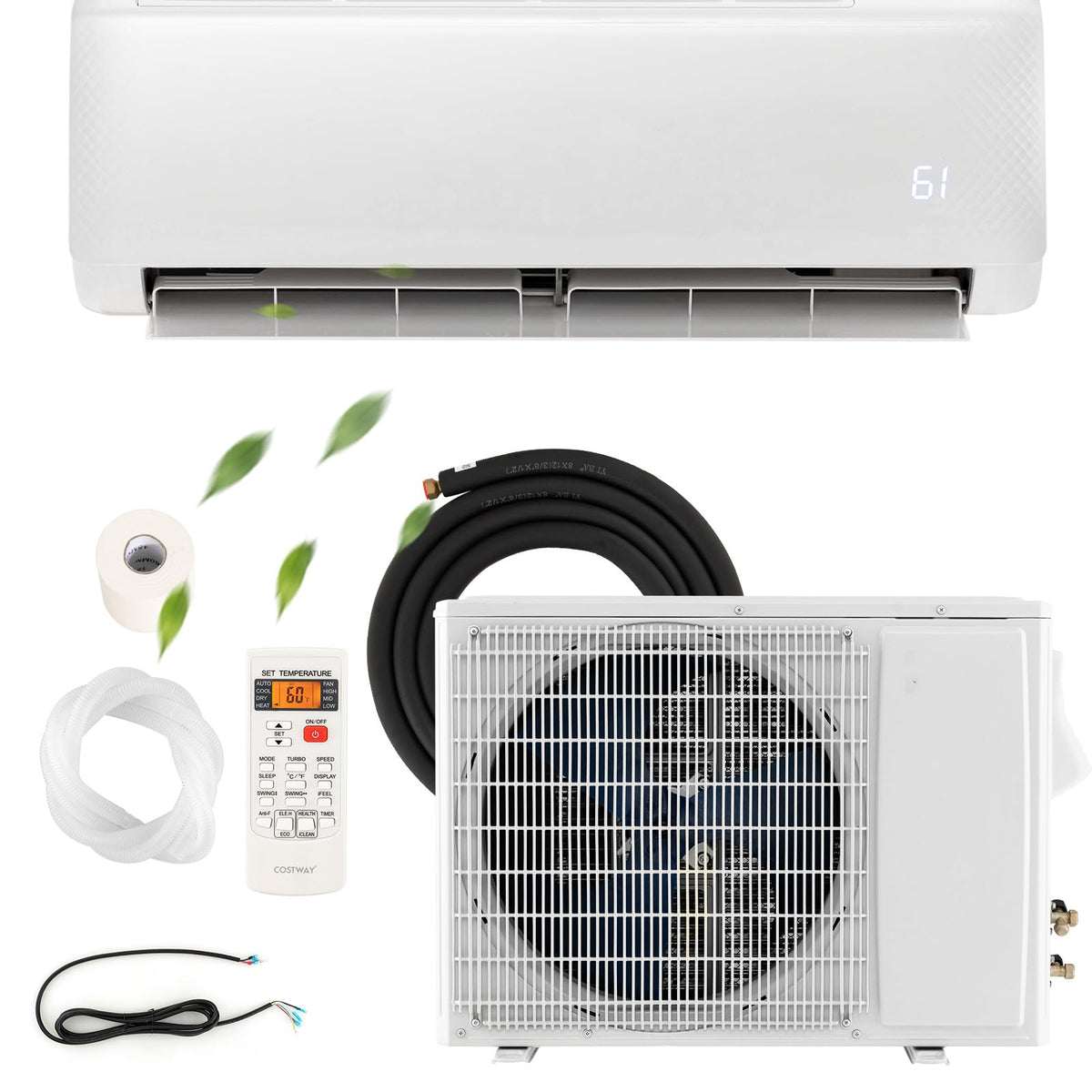 12000 BTU 21 SEER2 Mini Split Air Conditioner & Heater Ductless Inverter System, 208-230V Wall-Mounted AC Unit with Heat Pump