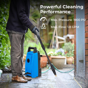 1900 PSI 1.8 GPM Electric Pressure Washer, Portable High Pressure Power Washer with 4 Quick Connect Nozzles, Soap Bottle & 19.7 FT Hose